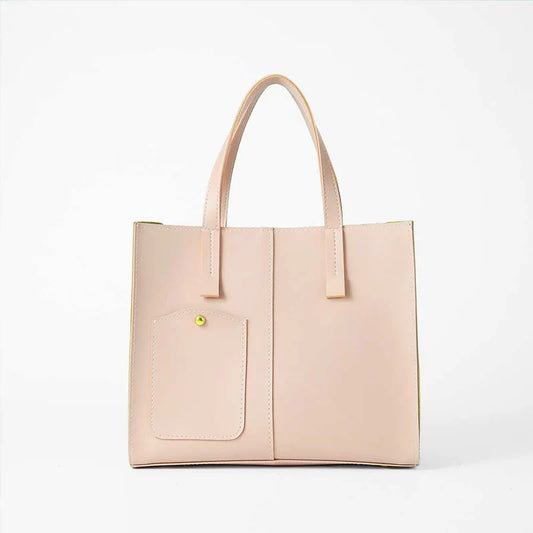 Chic Light Pink Tote Bag with Detachable Strap