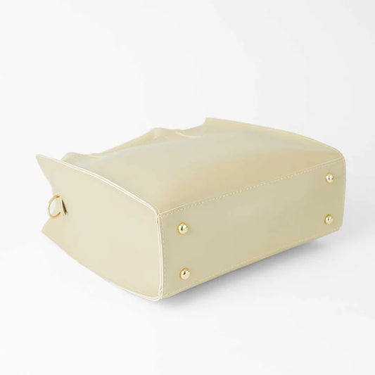 Beige Handbag Set with Matching Pouches