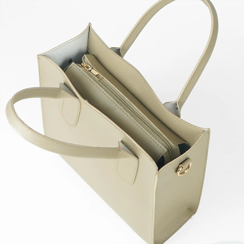 Beige Handbag Set with Matching Pouches