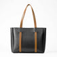 Black Tote Bag with Dual Brown Straps – Elegant Everyday Handbag