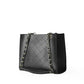 Elegant Black Quilted Tote Bag with Gold Chain Straps