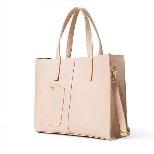 Chic Light Pink Tote Bag with Detachable Strap