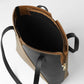 Two-Tone Brown and Black Tote Bag with Long Straps