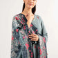 Grey Printed Lawn Suit with Embellished Sleeves and Dupatta