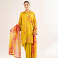 Mustard Yellow Printed Lawn Suit with Contrasting Dupatta