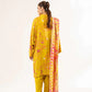 Mustard Yellow Printed Lawn Suit with Contrasting Dupatta