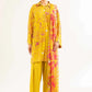 Mustard Yellow Printed Lawn Suit with Contrasting Dupatta