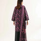 Black and Purple Printed Lawn Suit with Straight Trousers and Dupatta