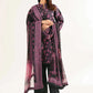 Black and Purple Printed Lawn Suit with Straight Trousers and Dupatta