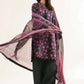 Black and Purple Printed Lawn Suit with Straight Trousers and Dupatta