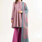 Purple Printed Lawn Suit with Flared Trousers and Dupatta