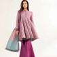 Purple Printed Lawn Suit with Flared Trousers and Dupatta