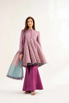 Purple Printed Lawn Suit with Flared Trousers and Dupatta