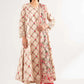 Beige Floral Printed Lawn Suit with Straight Trousers and Dupatta