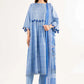 Blue Printed Lawn Suit with Tassel Detailing and Dupatta