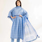 Blue Printed Lawn Suit with Tassel Detailing and Dupatta