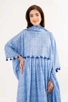 Blue Printed Lawn Suit with Tassel Detailing and Dupatta