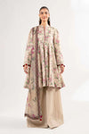 Printed Beige Lawn Suit with Floral Design and Dupatta