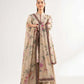 Printed Beige Lawn Suit with Floral Design and Dupatta