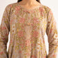 Beige Floral Lawn Suit with Flowing Silhouette and Dupatta