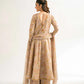 Beige Floral Lawn Suit with Flowing Silhouette and Dupatta