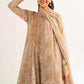 Beige Floral Lawn Suit with Flowing Silhouette and Dupatta