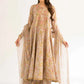 Beige Floral Lawn Suit with Flowing Silhouette and Dupatta
