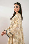 Beige Printed Lawn Suit with Black Embroidered Detailing