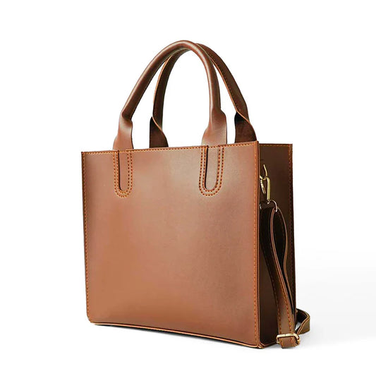 Classic Brown Handbag with Detachable Shoulder Strap