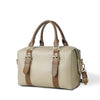 Classic Beige Handbag with Dual Buckle Straps