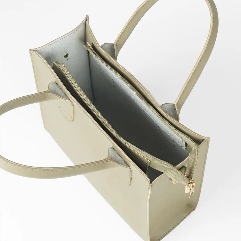Beige Handbag Set with Matching Pouches