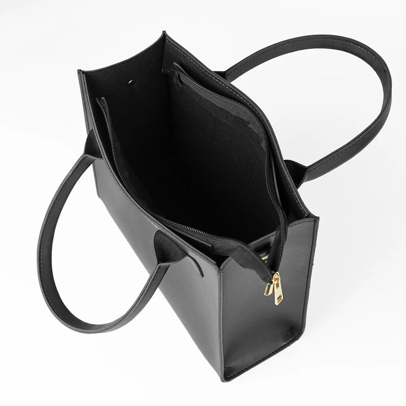 Black Handbag Set with Detachable Strap