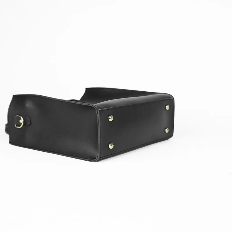Black Handbag Set with Detachable Strap