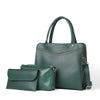 Green Handbag Set with Matching Pouches and Detachable Strap