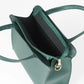 Green Handbag Set with Matching Pouches and Detachable Strap