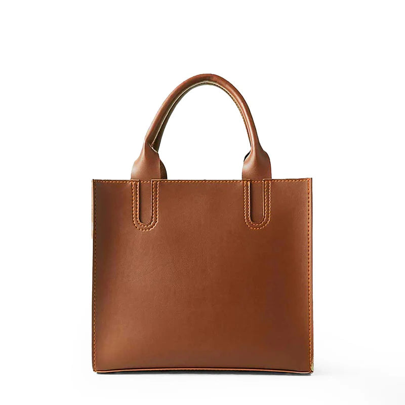 Classic Brown Handbag with Detachable Shoulder Strap